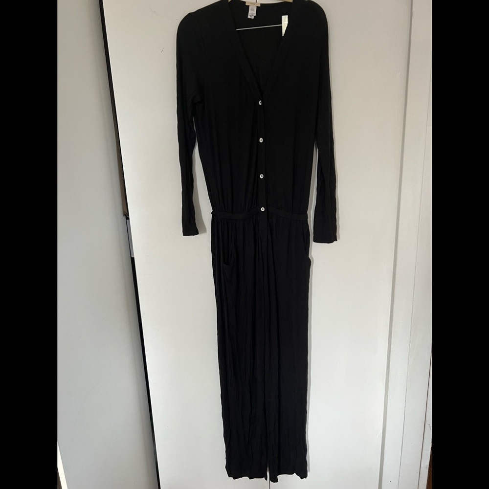 Eberjey Maya Long Sleeve Jumpsuit Black size S - Picture 4 of 7